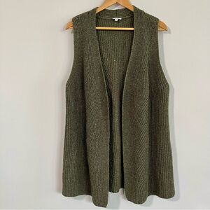 Talbots Olive Green Open Front BoHo Sweater Vest